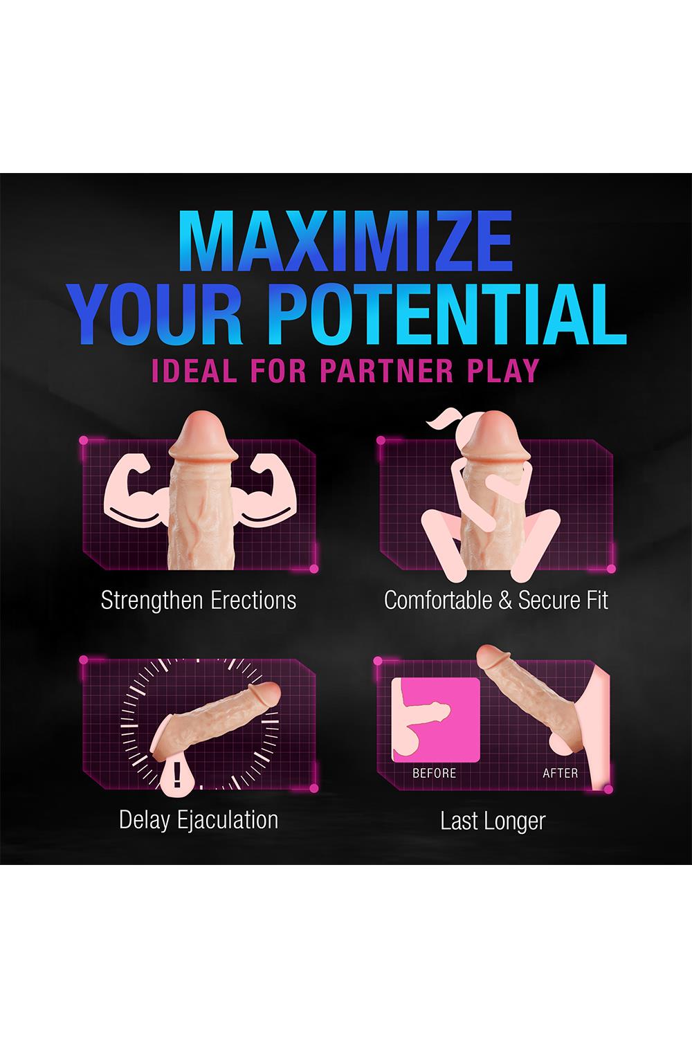 Intrepid 2" Silicone Penis Xtender Performance + - Imagen 12