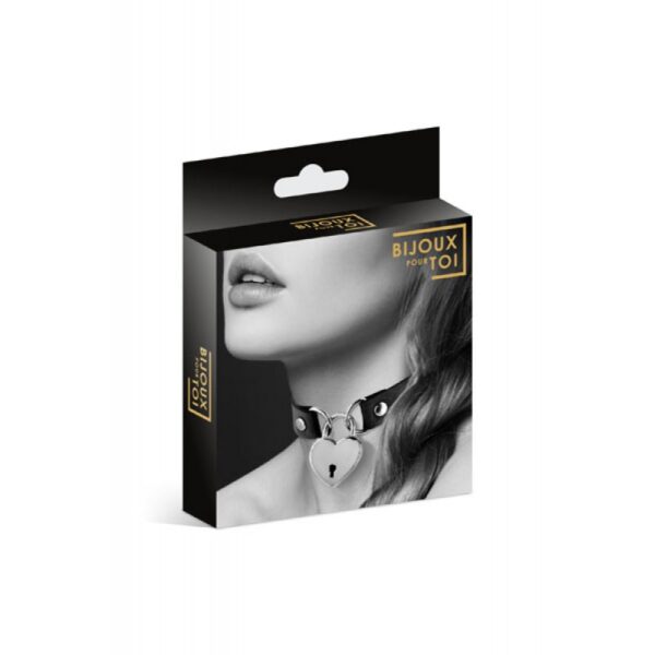 Collar candado corazon negro - Imagen 3