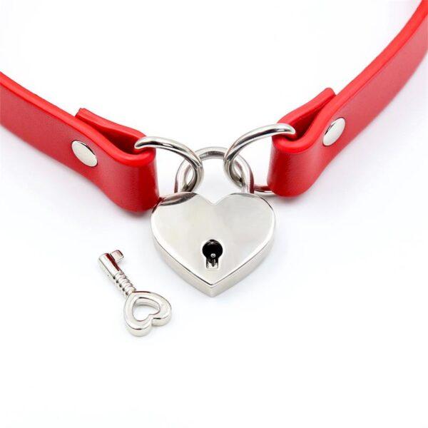 Collar cuero vegano red with ring - Imagen 2