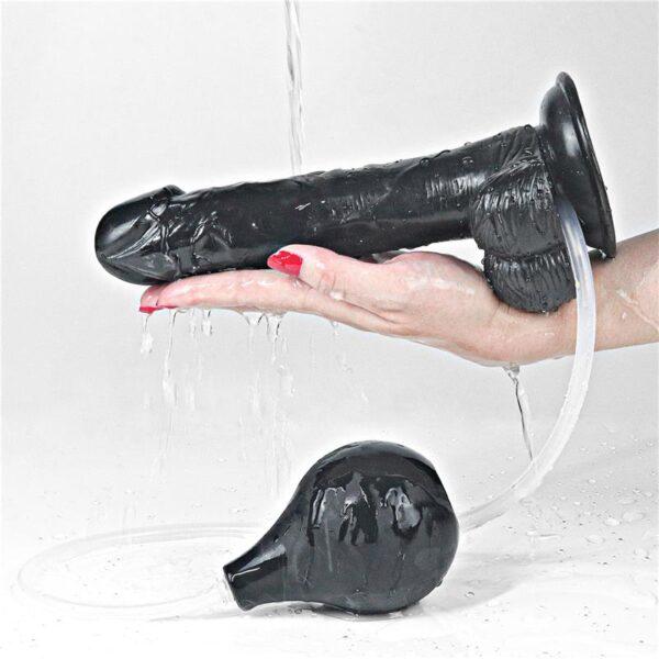 Dildo squirting 9" negro - Imagen 6