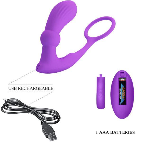 Anillo y plug vibrador con mando y thumping  Warren - Imagen 4