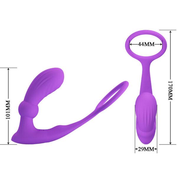 Anillo y plug vibrador con mando y thumping  Warren - Imagen 3