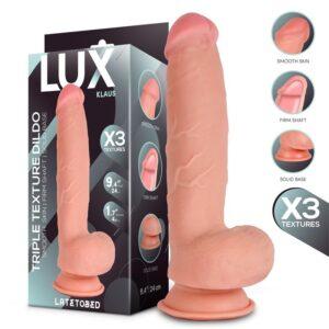 Dildo triple densidad con testículos 9.4" Klaus LUX