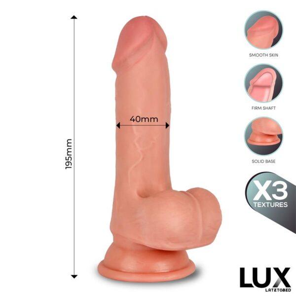 Dildo triple densidad con testículos 7.6" Brand LUX - Imagen 5