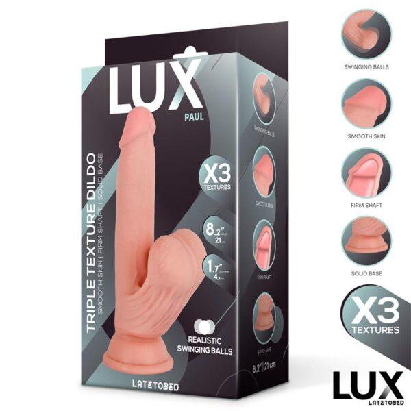 Dildo triple densidad con testículos oscilantes 8.2" Paul LUX - Imagen 7