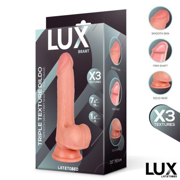 Dildo triple densidad con testículos 7.6" Brand LUX - Imagen 6