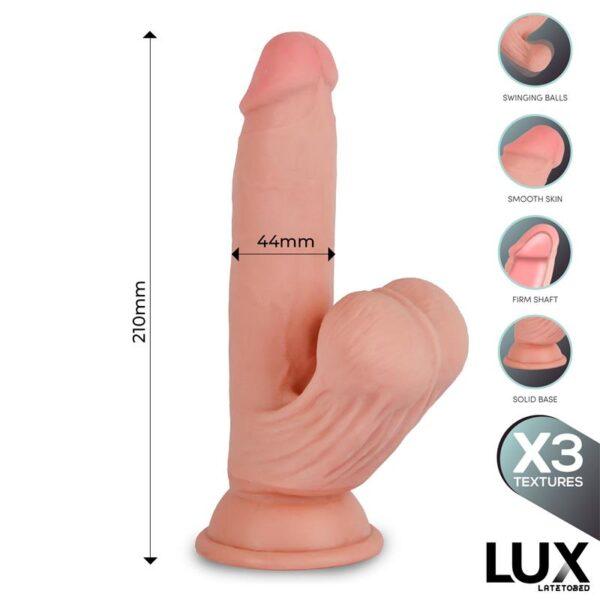 Dildo triple densidad con testículos oscilantes 8.2" Paul LUX - Imagen 6