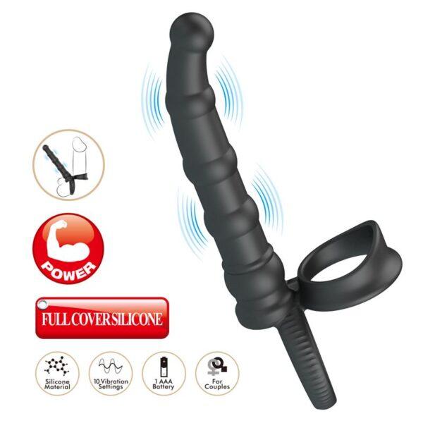 Anillo con vibrador para doble penetración Tatum