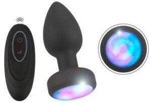 Rc flashing butt plug with vibration