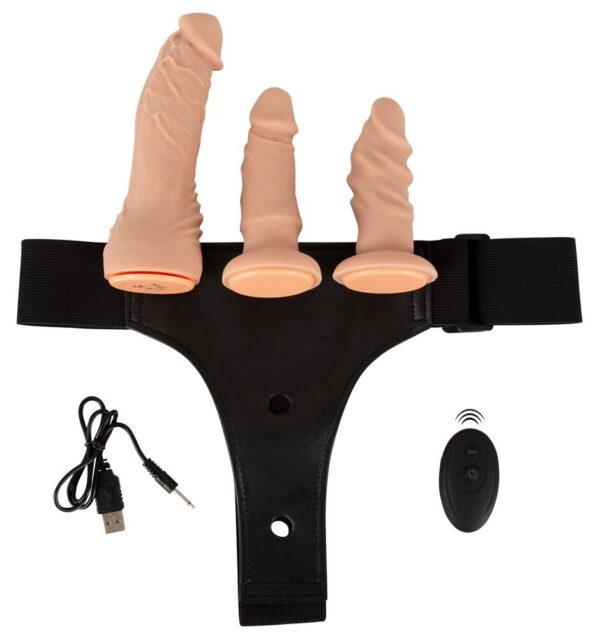 Arnés con 3 dildos intercambiables y mando You2toys