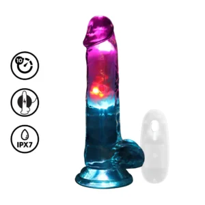 Led vibrating straight cock with balls 18cm