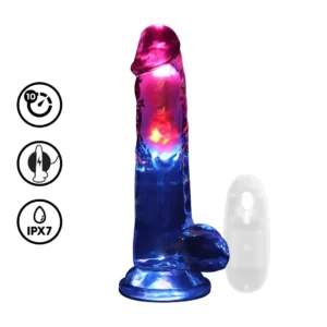 Led vibrating straight cock with balls 20cm