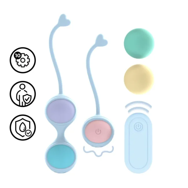Set 5 bolas kegel intercambiables con vibración y mando Loveline