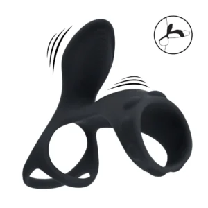 Vibrating Silicone Cock and Ball Ring with Shaft Loop