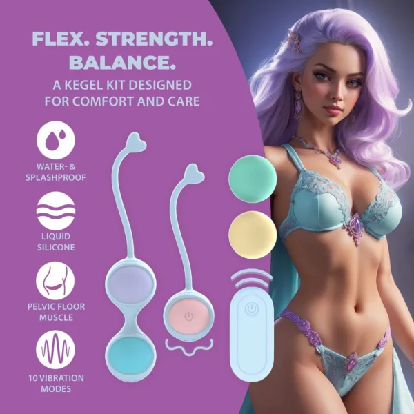 Set 5 bolas kegel intercambiables con vibración y mando Loveline - Imagen 3