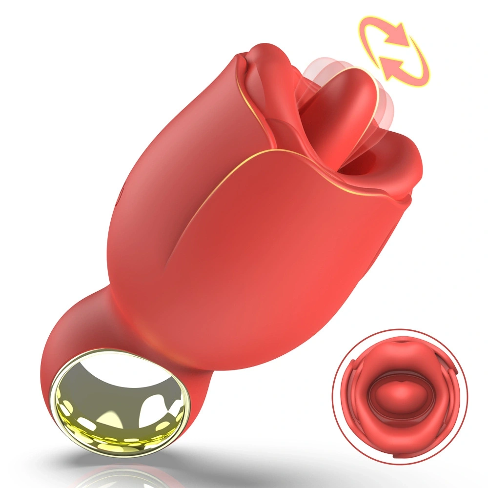 Anillo dedo con forma rosa y lengua rotadora