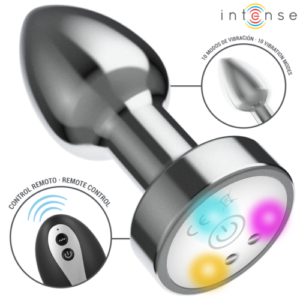 Plug anal metálico con mando y luces LED Intense
