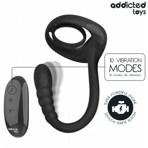 Anillo vibrador con lazo punto P y mando Addicted - Imagen 4