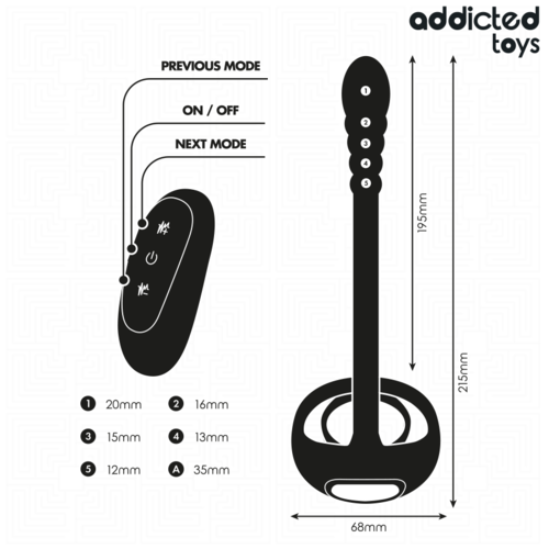 Anillo vibrador con lazo punto P y mando Addicted - Imagen 6
