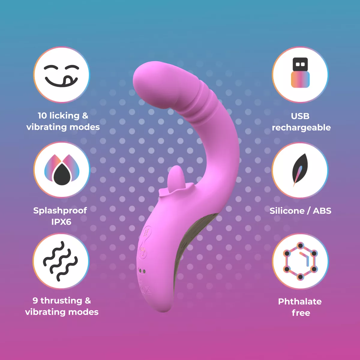 Vibrador doble con thrusting y lengua Good Vibes - Imagen 3