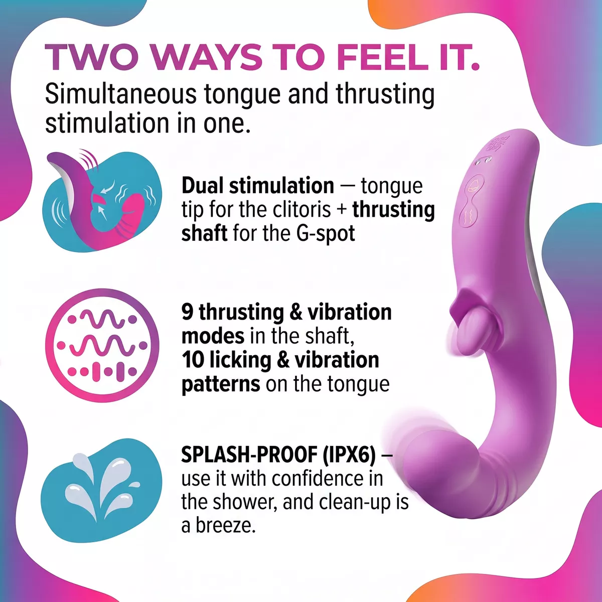 Vibrador doble con thrusting y lengua Good Vibes - Imagen 5