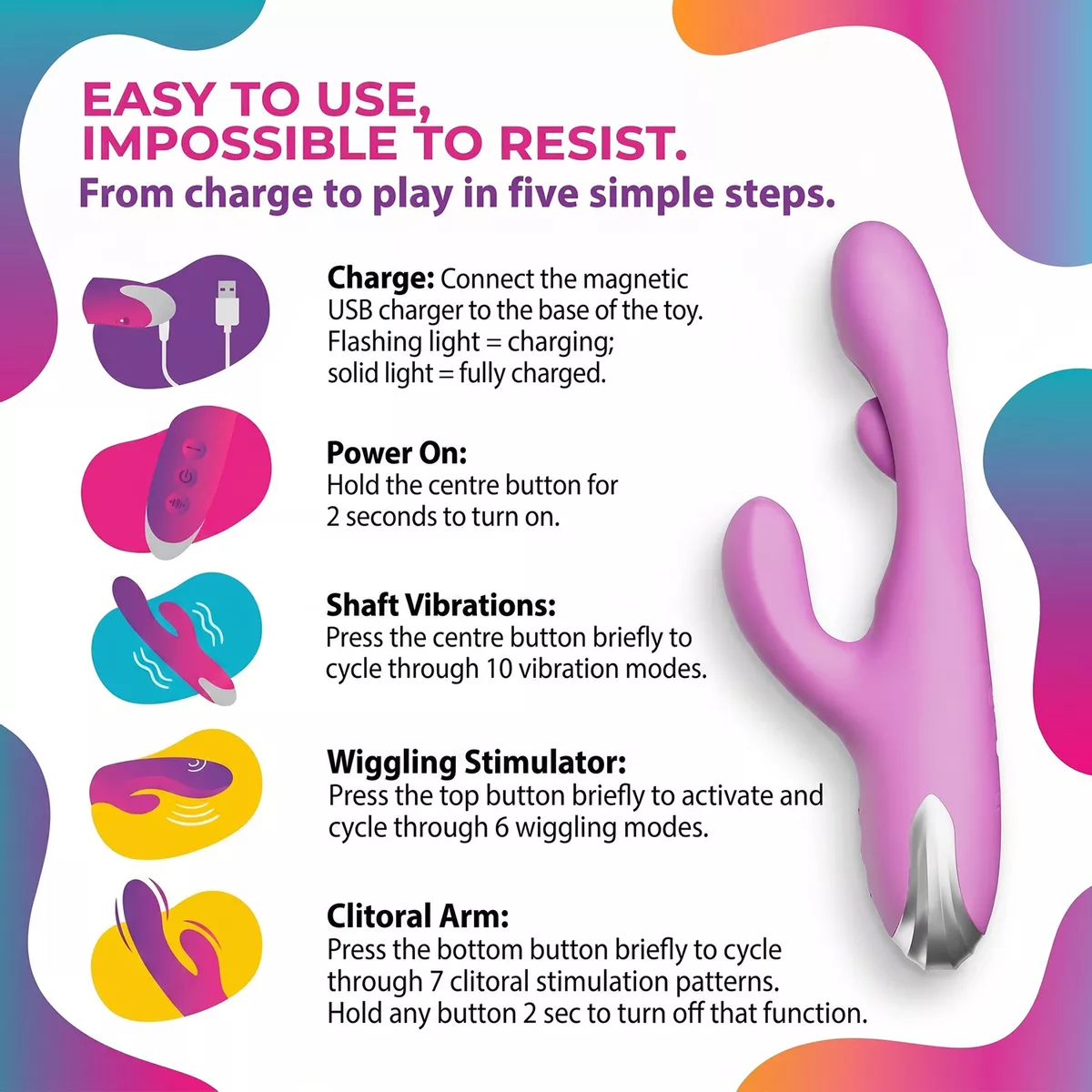 Rabbit con movimiento finger Good Vibes - Imagen 6