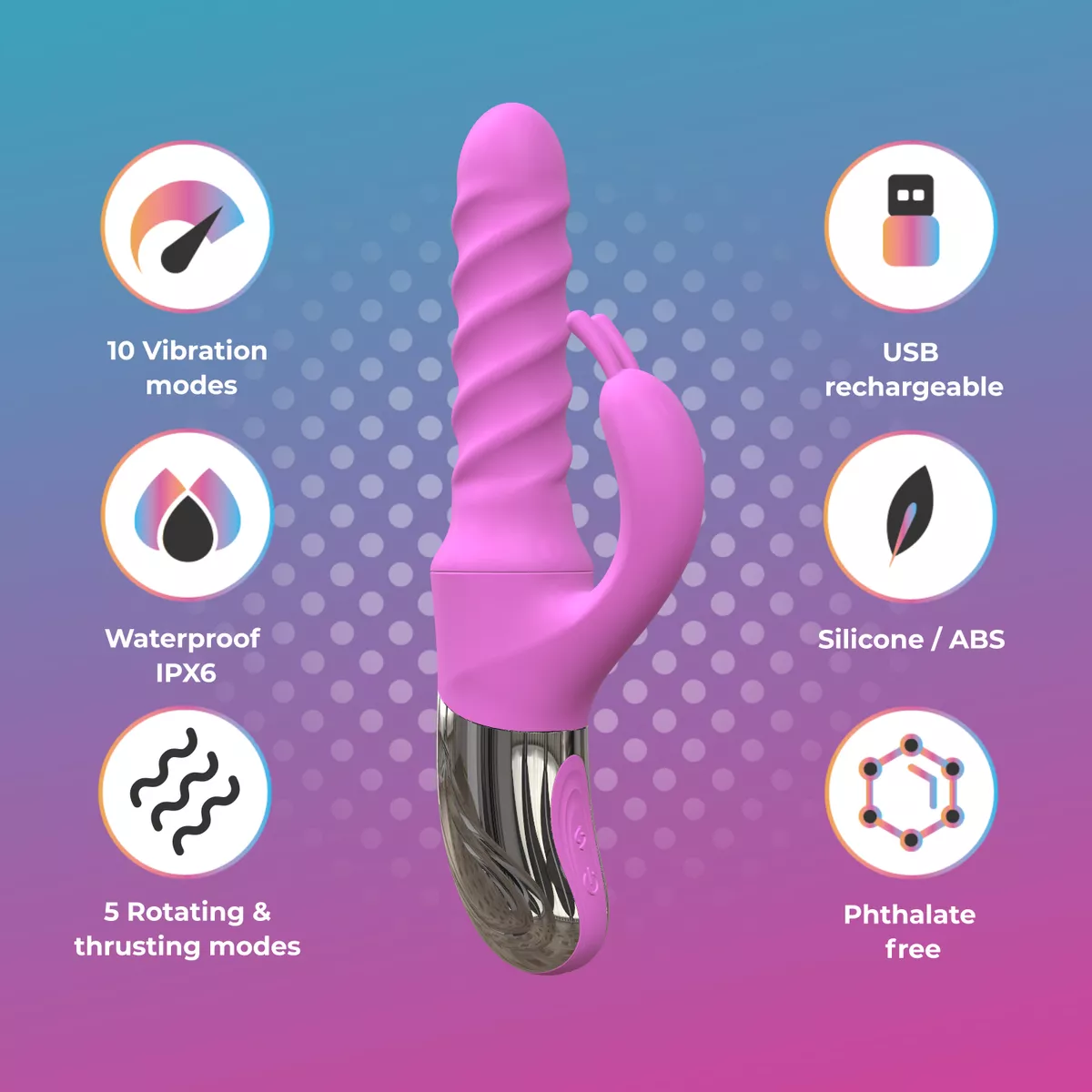 Rabbit con empuje y rotación 360º Good Vibes - Imagen 6